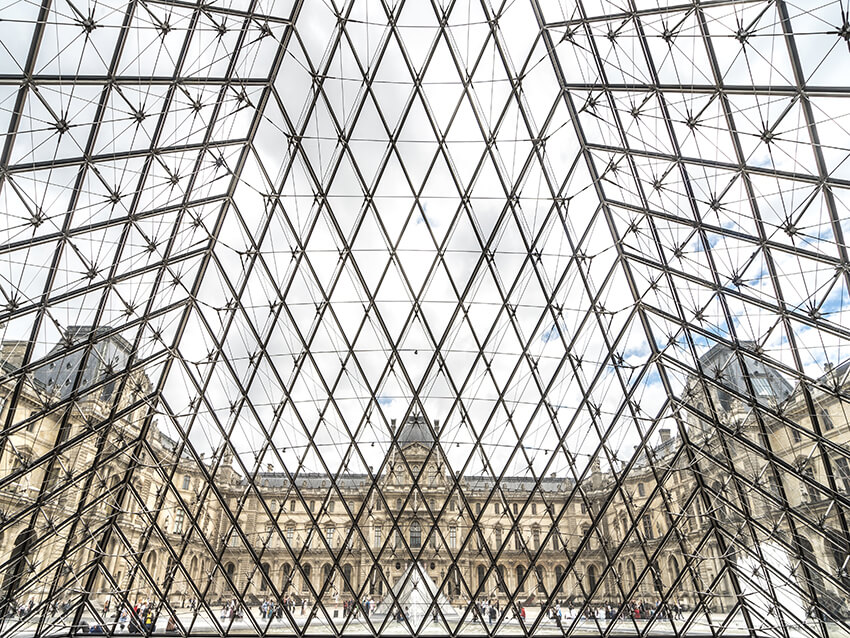 one of the atrium architecture, Louvre Museum in Paris