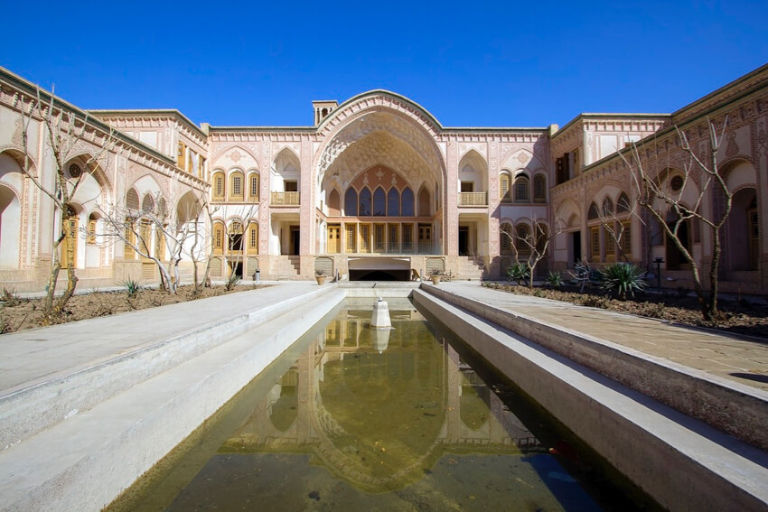 a central Iran architecture courtyard in Yazd, Iran 