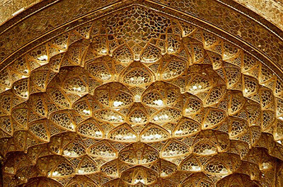 the entrance of an Iran architecture portico