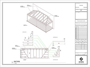 wooden pergola roof rafter’s dimensions and isometric view