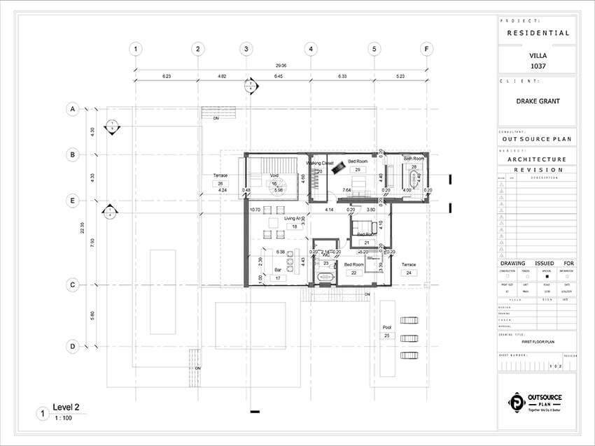 the first floor plan of a family house