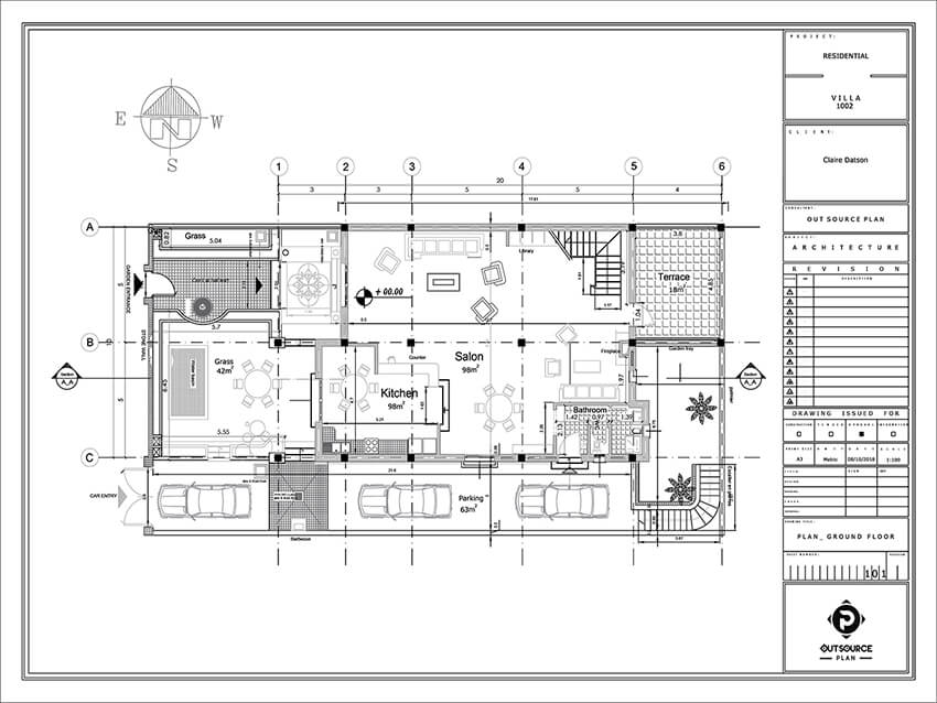 the plan of ground floor of a villa