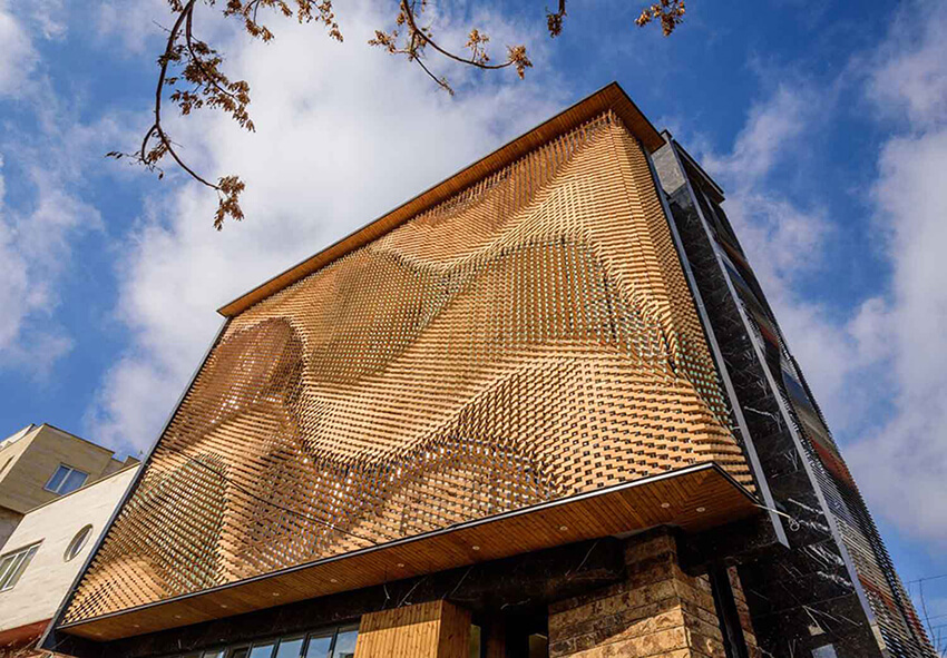 a parametric façade of a residential building that is made with break