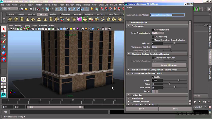 an edition process by an architectural rendering software of a building