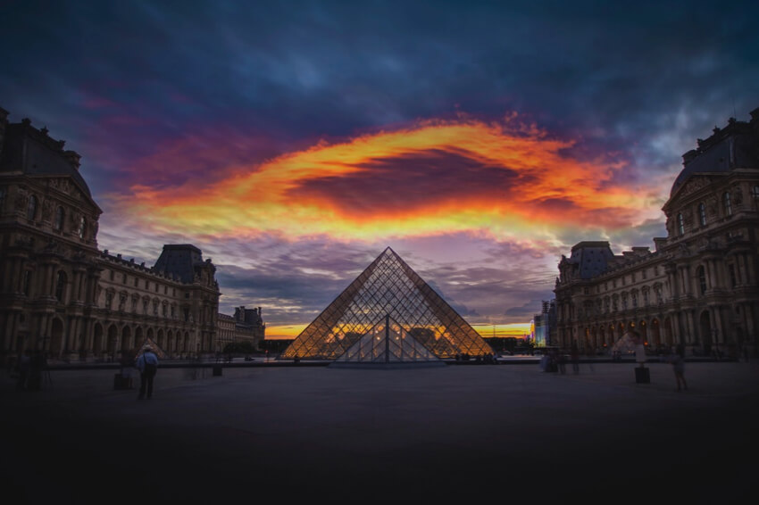 Le Grande Louvre by I.M. Pei at sunset