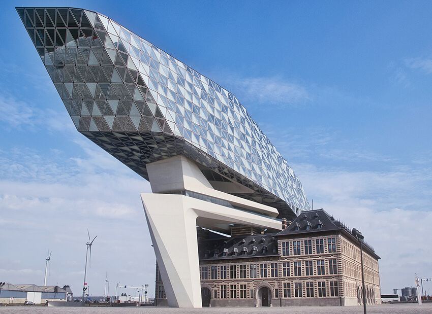 a futuristic extension to a cultural center in Scandinavia
