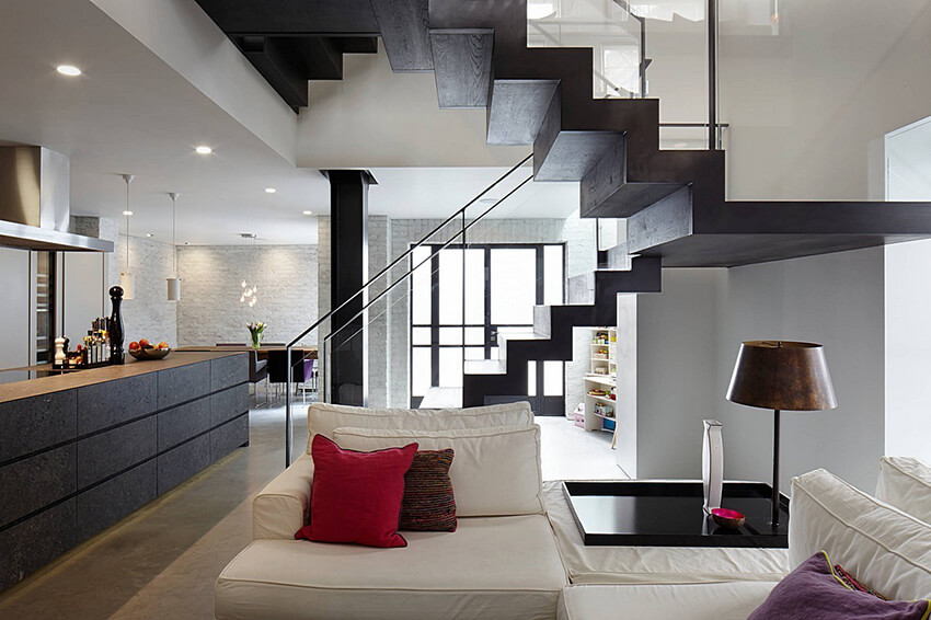A U-shaped stair in a modern house