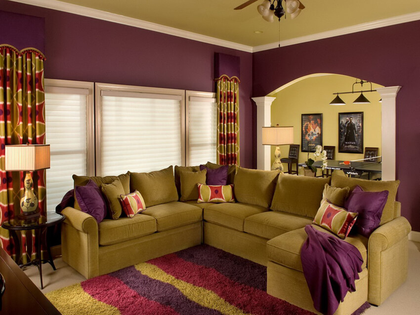 A purple living room