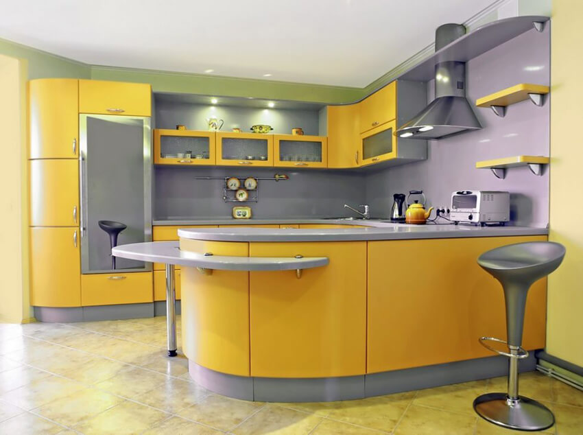 A yellow kitchen