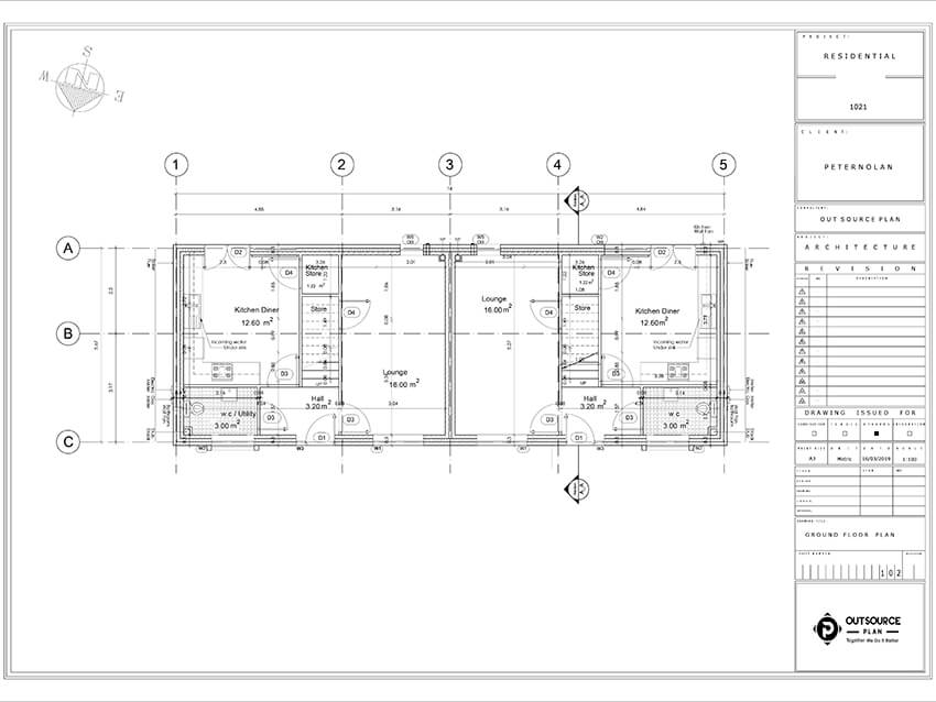 detailed floor plan of a small residential building