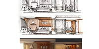the transformation of an interior design sketch to realistic rendering