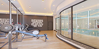 the large curve galas window of a modern gym
