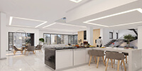 modern kitchen interior space with high gloss cabinets