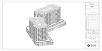 the isometric drawings of the 3d model of a mixed-use building
