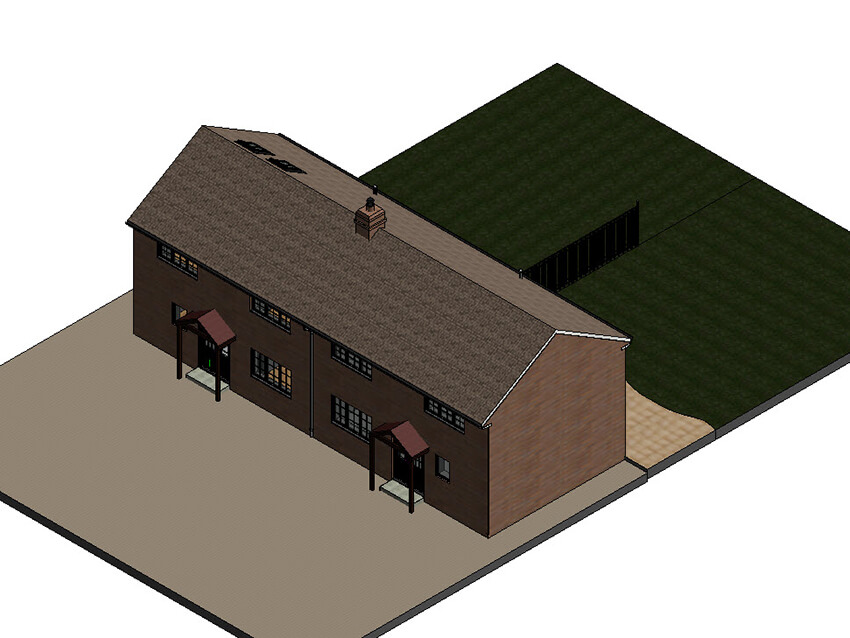 The 3d Revit model of a building modeled from point cloud data