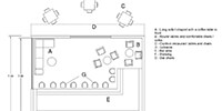 the plan of bar design, placing furniture