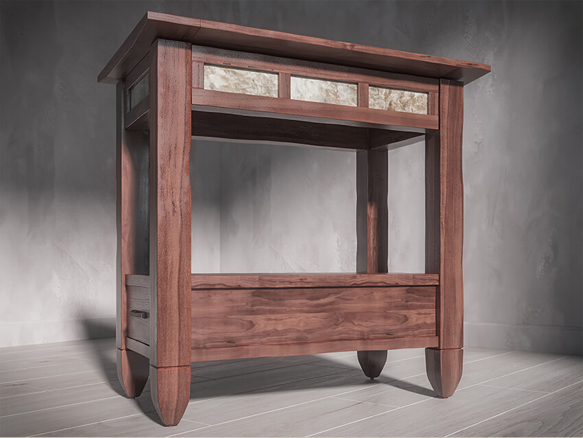vintage oak wood table realistic rendering
