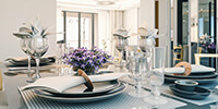 a close-up render of a high quality and detailed dining table objects  