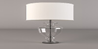 table lamp with glass font and bright fabric shades