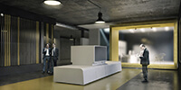 contemporary concrete office interior space with an industrial look