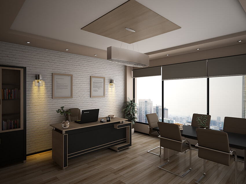 modern office interior space with furniture